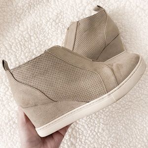 a new day Beige Suede Wedge Sneakers